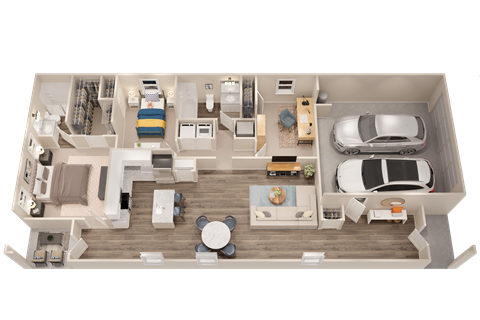 Floor plan for 3 beds, 2 baths, 1401 sqft